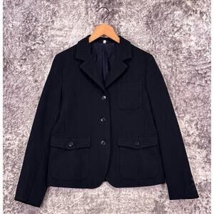 Muji Jacket Medium Womens Blue Wool Twill Officer Coat Blazer